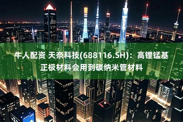 牛人配资 天奈科技(688116.SH)：高锂锰基正极材料会用到碳纳米管材料